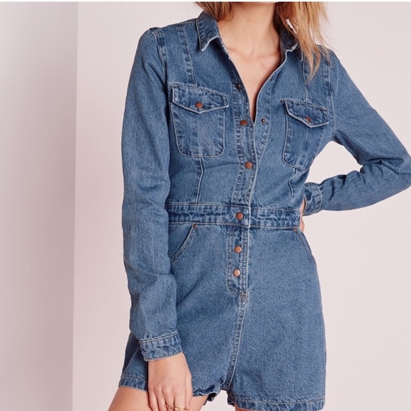 𝓜𝓲𝓼𝓼𝓰𝓾𝓲𝓭𝓮𝓭 | Denim Romper - Picture 1 of 6